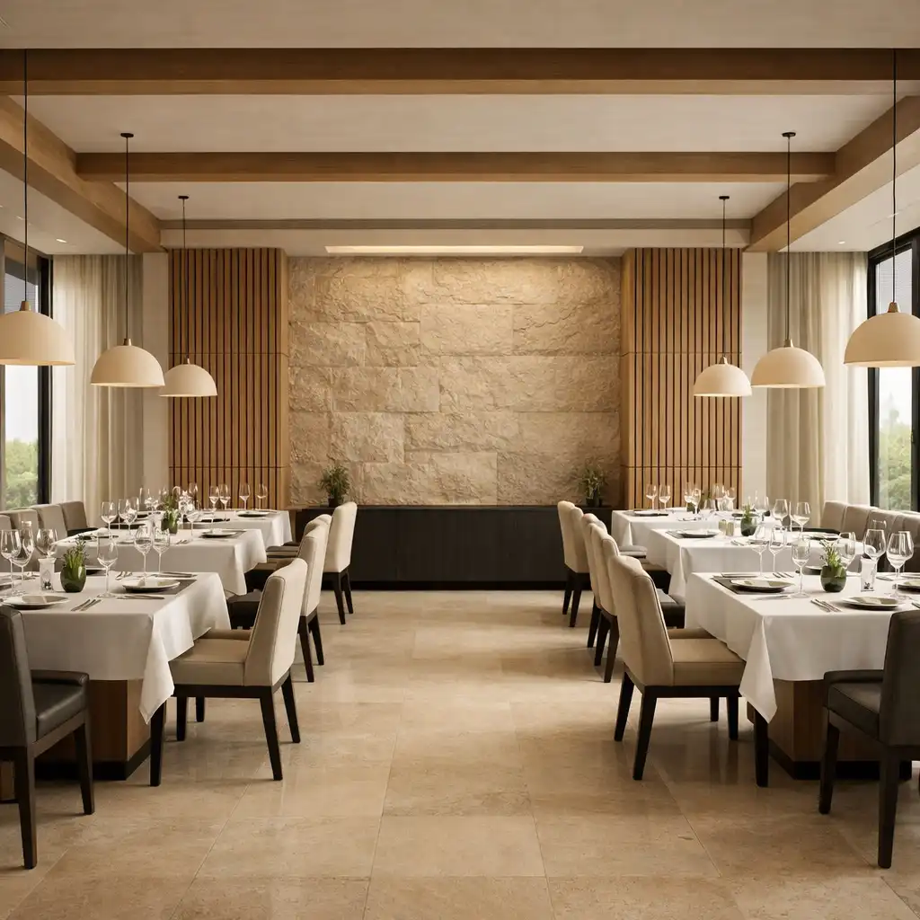 Elegantný interiér reštaurácie Lucky Dining Hub